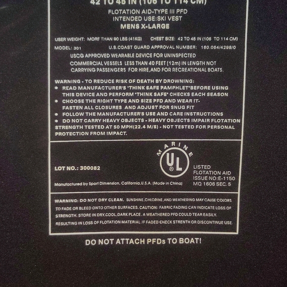 Ocean Pacific (OP) Neoprene Men’s Ski Vest – Blue/Black – Size XL - Picture 9 of 9